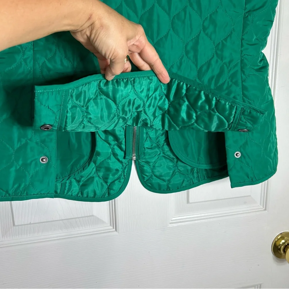 Talbots 2013  Y2K Green Quilted Full Zipper Pockets Classic Vest M‎